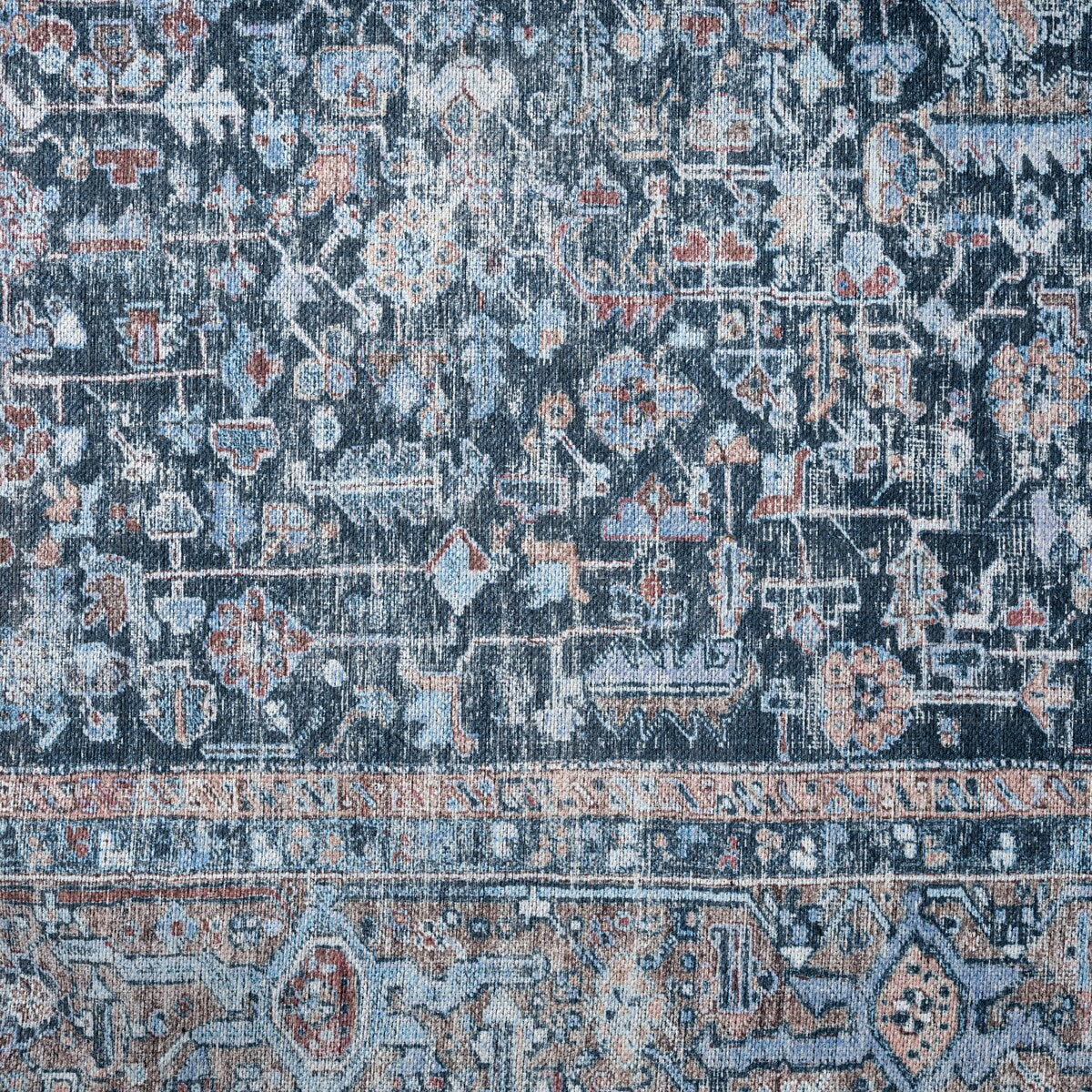 Everwash Callaghan Edith Distressed Vintage Machine Washable Area Rug