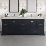 Eviva Storehouse 84"W x 22"D Bathroom Vanity with White Carrara Quartz Countertop and Undermount Porcelain Sink