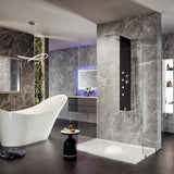 Eviva Velino Black Tempered Glass Thermostatic Shower Massage Panel