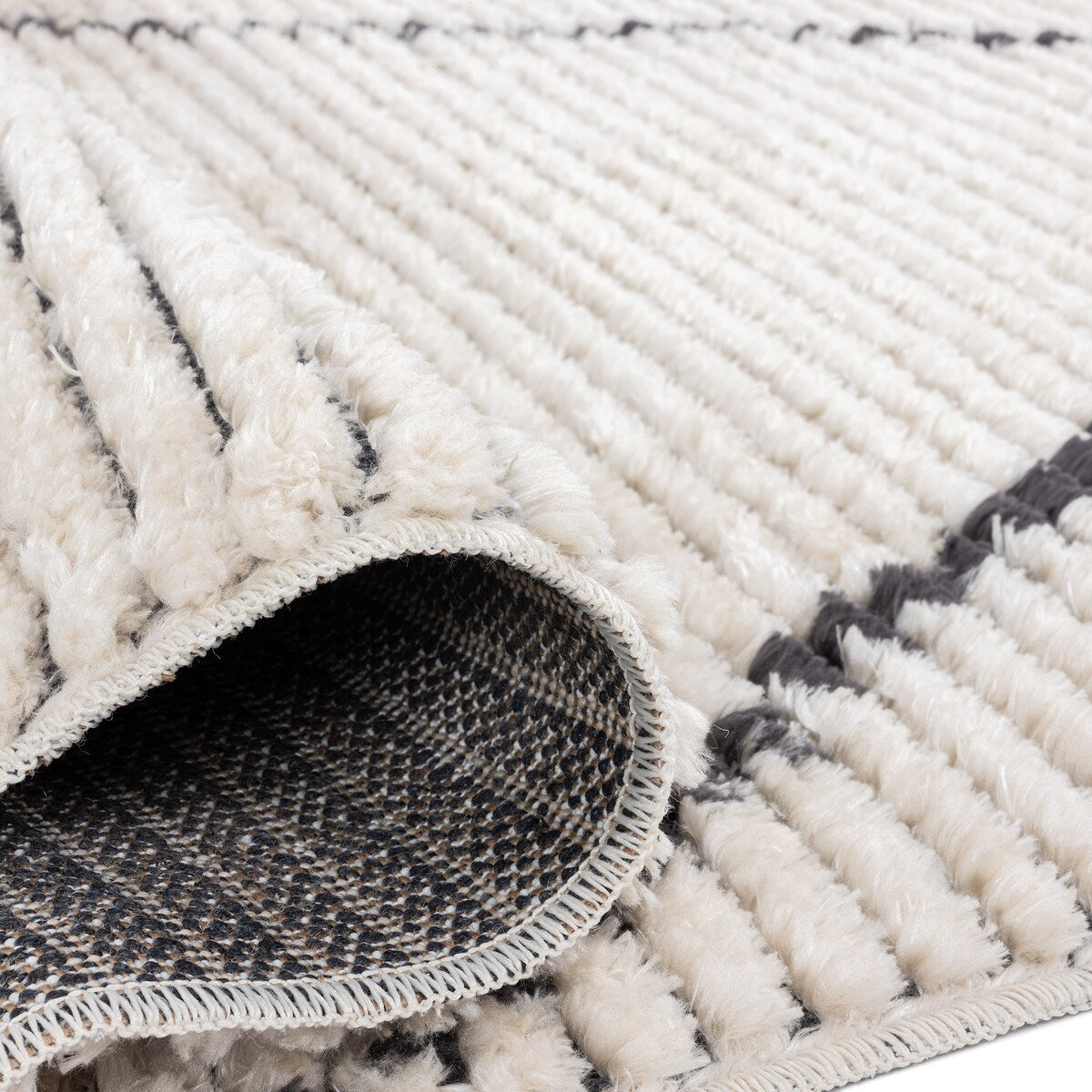 Evolution Pepita Modern Shaggy Moroccan Polyester Area Rug