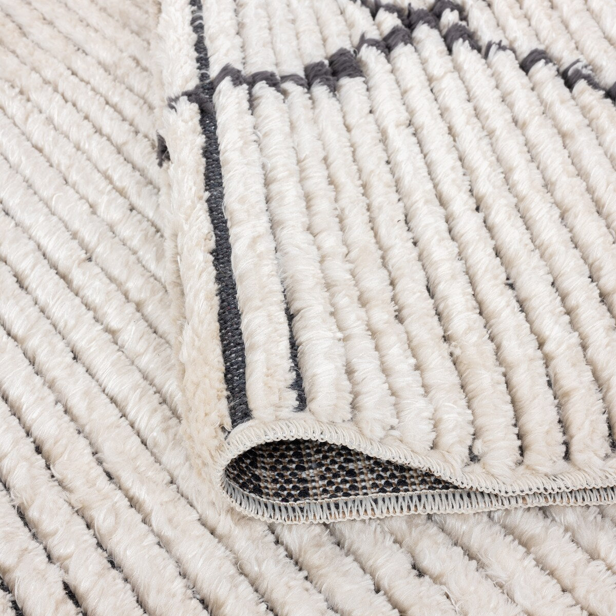 Evolution Pepita Modern Shaggy Moroccan Polyester Area Rug
