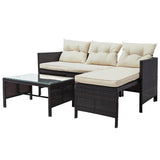SuperBrite 3PCS Patio Wicker Furniture Set, All Weather Sectional Furniture Conversation Set with Cushions and Coffee Table