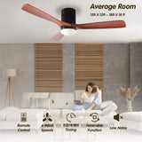ExBrite 52 inch LED Ceiling Fan,Solid Wood Blades,Remote Control,DC Motor - 52 Inches-DC