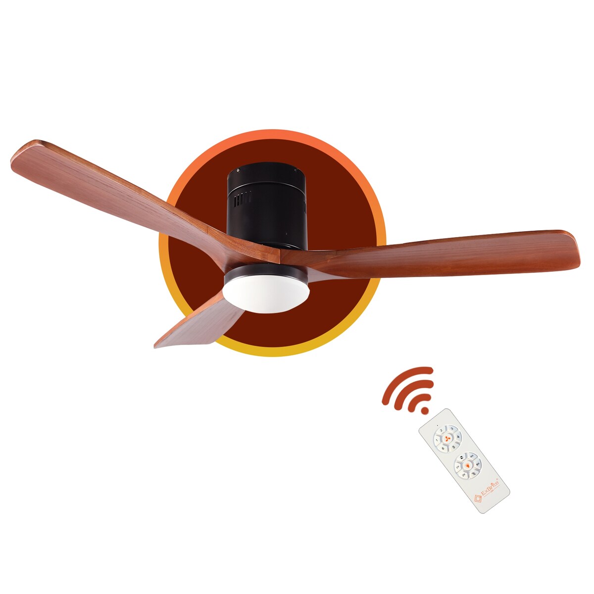 ExBrite 52 inch LED Ceiling Fan,Solid Wood Blades,Remote Control,DC Motor - 52 Inches-DC