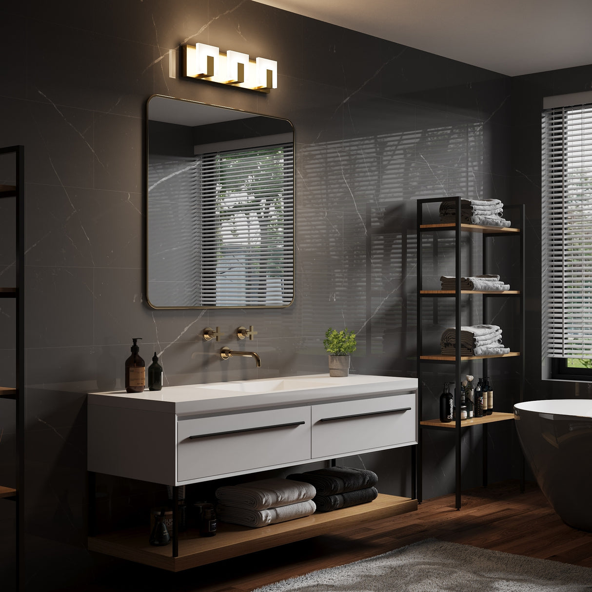 ExBrite Modern Style 3-Light LED-Integrated Bathroom Vanity Light