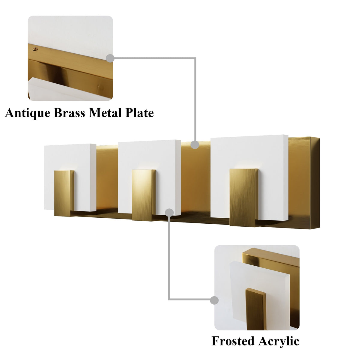 ExBrite Modern Style 3-Light LED-Integrated Bathroom Vanity Light