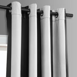 Exclusive Fabrics Awning Black & Fog White 63" Grommet Room Darkening Curtain Panel Pair (2 Panels) - 50 x 63
