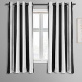 Exclusive Fabrics Awning Black & Fog White 63" Grommet Room Darkening Curtain Panel Pair (2 Panels) - 50 x 63