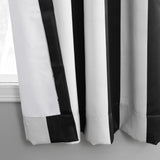 Exclusive Fabrics Awning Black & Fog White 63" Grommet Room Darkening Curtain Panel Pair (2 Panels) - 50 x 63