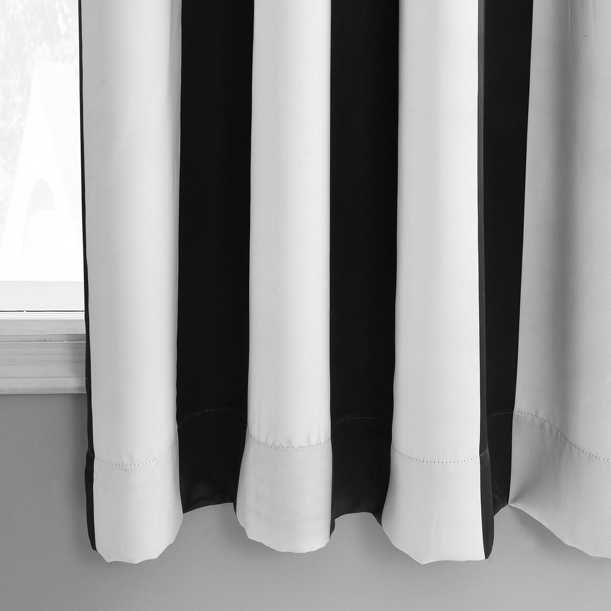 Exclusive Fabrics Awning Black & Fog White 63" Grommet Room Darkening Curtain Panel Pair (2 Panels) - 50 x 63