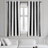 Exclusive Fabrics Awning Black & Fog White 63" Grommet Room Darkening Curtain Panel Pair (2 Panels) - 50 x 63