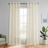 Exclusive Fabrics Faux Linen Grommet Sheer Curtains For Bedroom & Living Room Curtains - Single Panel Window Curtains