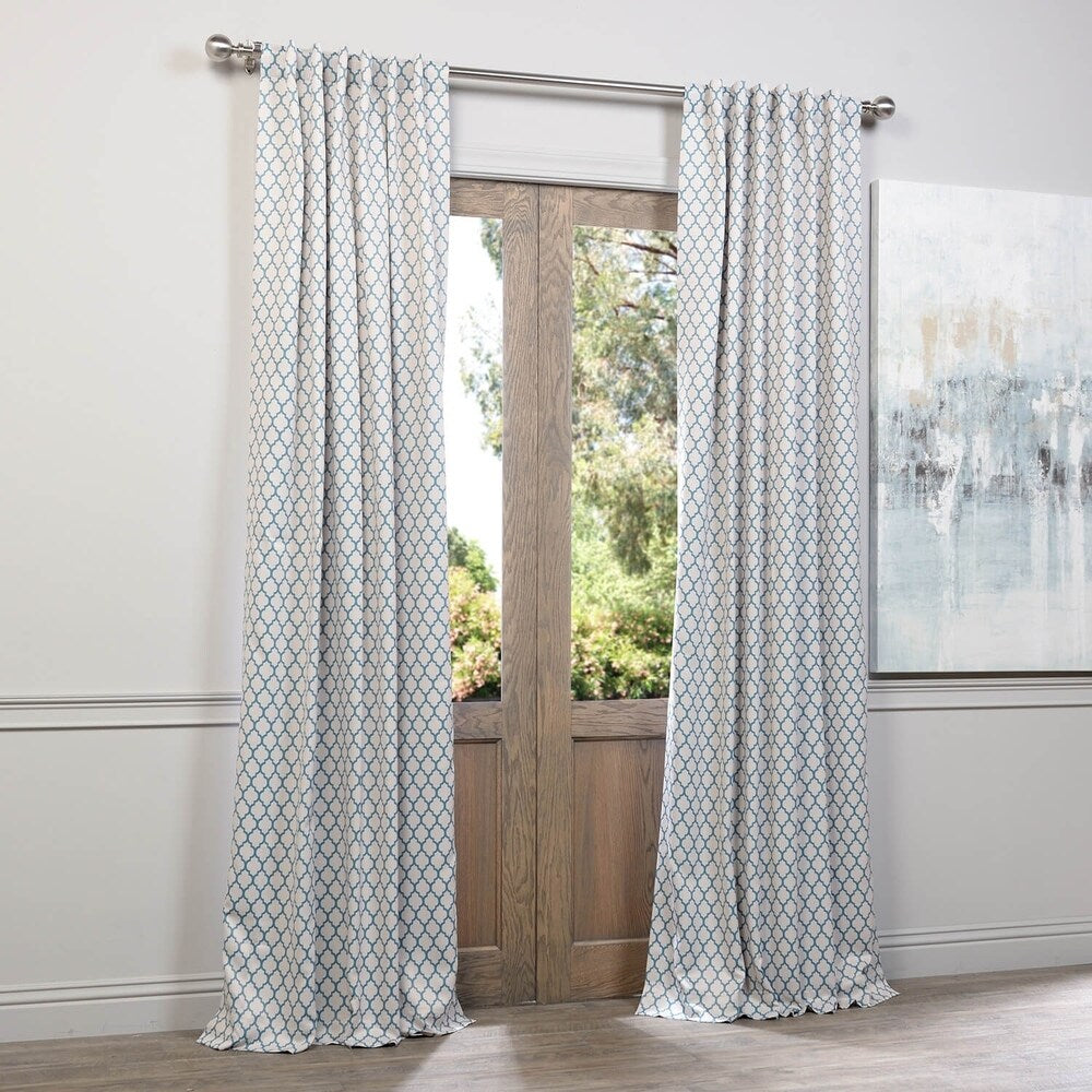 Exclusive Fabrics Fret Sky 63-inch Room Darkening Curtain Panel Pair (2 Panels) - 50 x 63