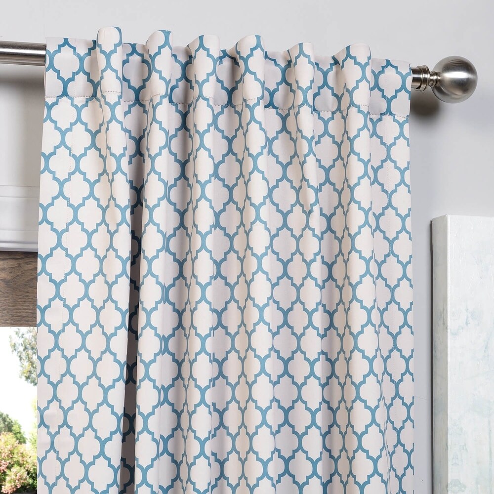 Exclusive Fabrics Fret Sky 63-inch Room Darkening Curtain Panel Pair (2 Panels) - 50 x 63