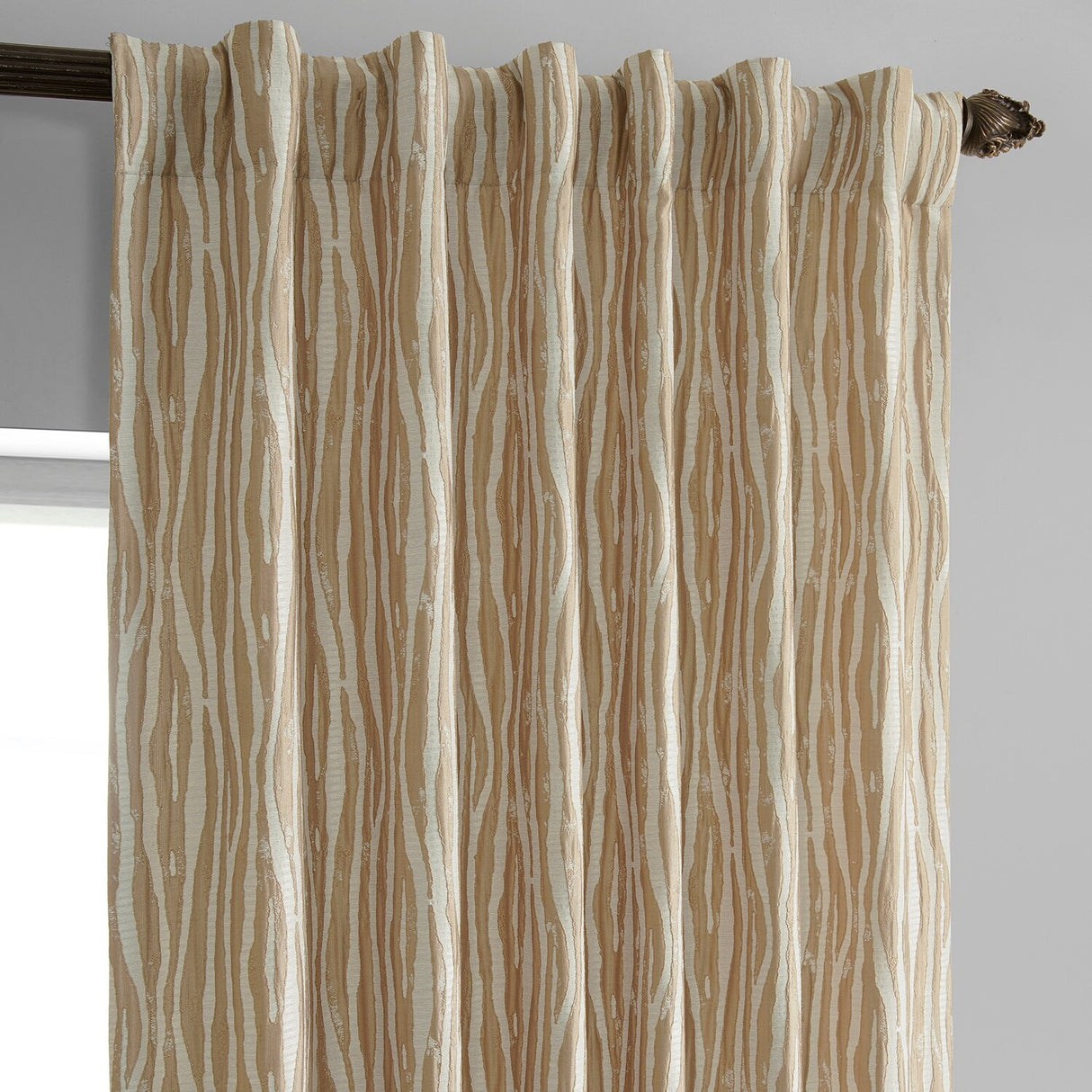 Exclusive Fabrics Jacquard Faux Silk Curtains - 1 Panel Room Darkening Curtain