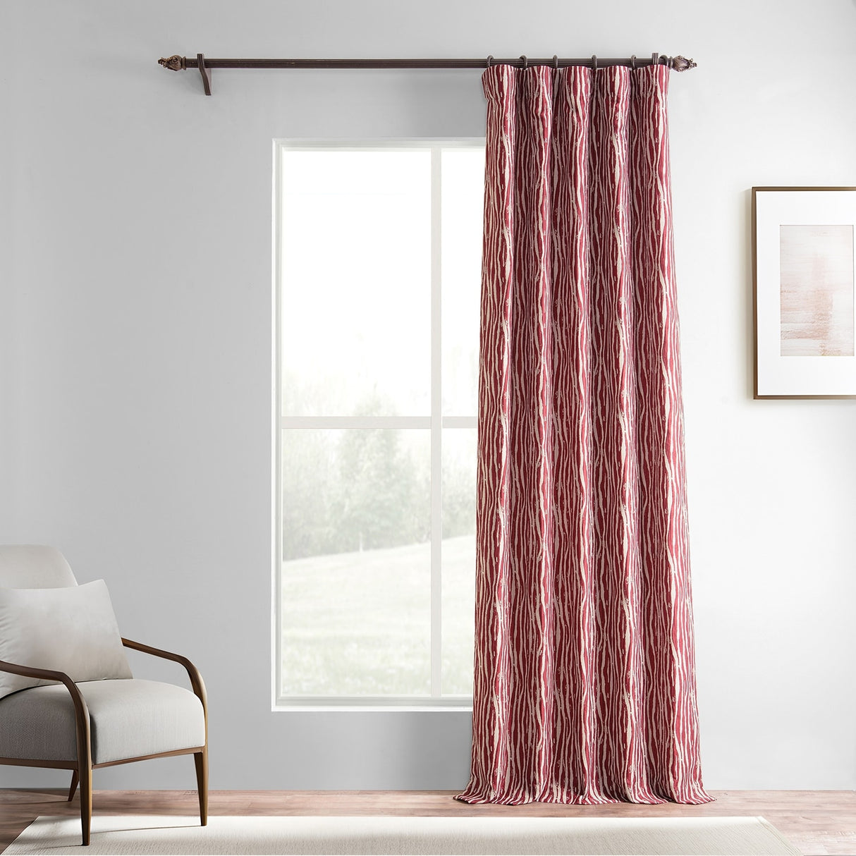 Exclusive Fabrics Jacquard Faux Silk Curtains - 1 Panel Room Darkening Curtain