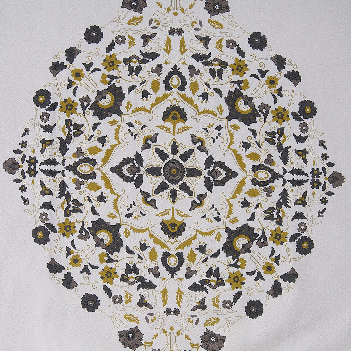 Exclusive Fabrics Medallion Damask Printed Cotton Room Darkening Window Curtains (1 Panel)