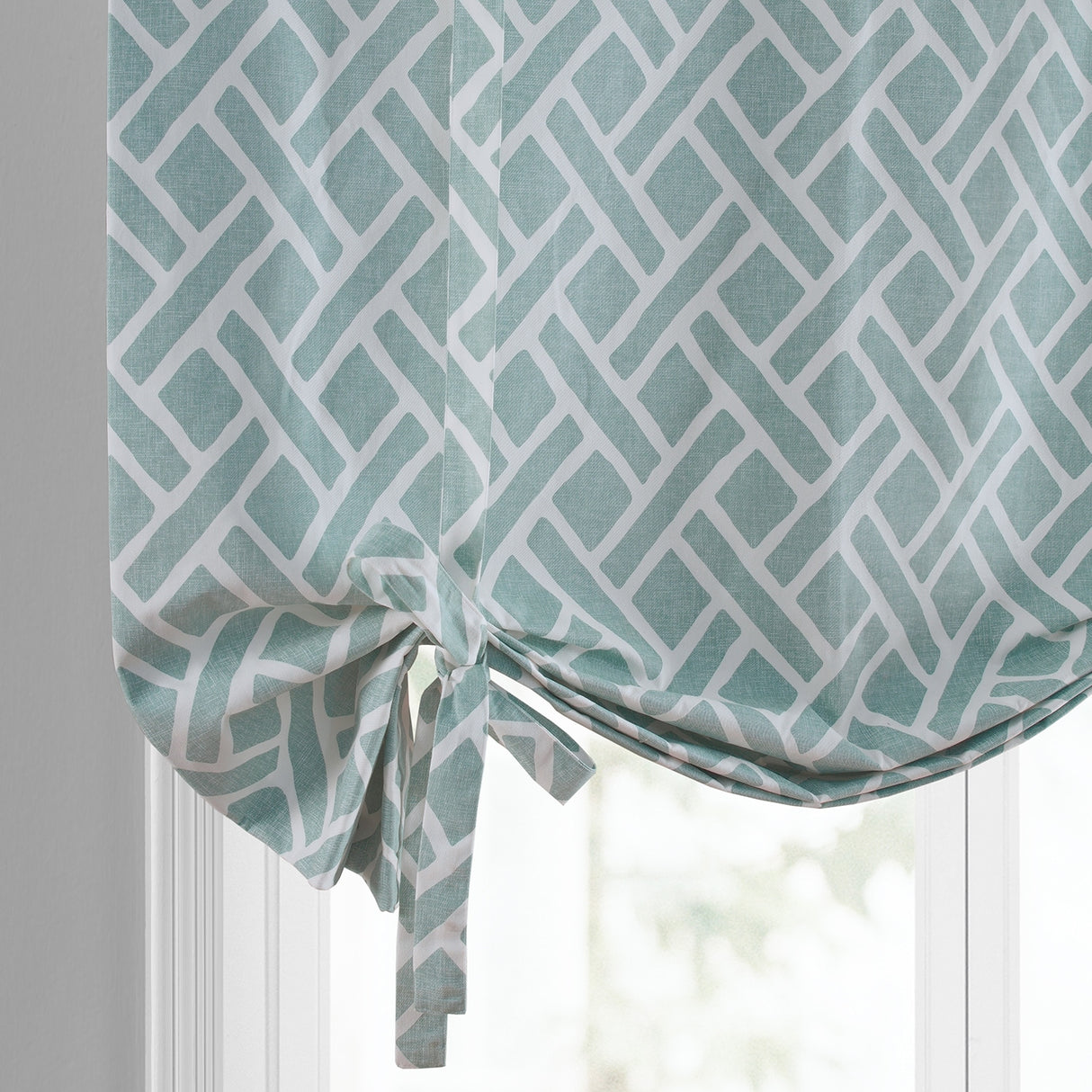 Exclusive Fabrics Martinique Printed Cotton Room Darkening Tie-Up Window Shades - 46 X 63