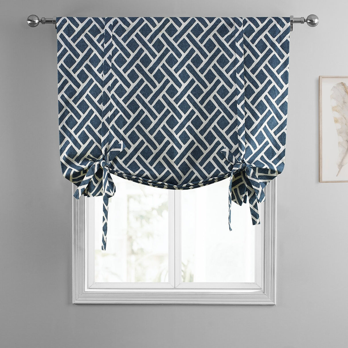 Exclusive Fabrics Martinique Printed Cotton Room Darkening Tie-Up Window Shades - 46 X 63