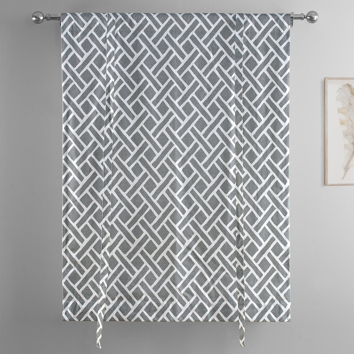 Exclusive Fabrics Martinique Printed Cotton Room Darkening Tie-Up Window Shades - 46 X 63