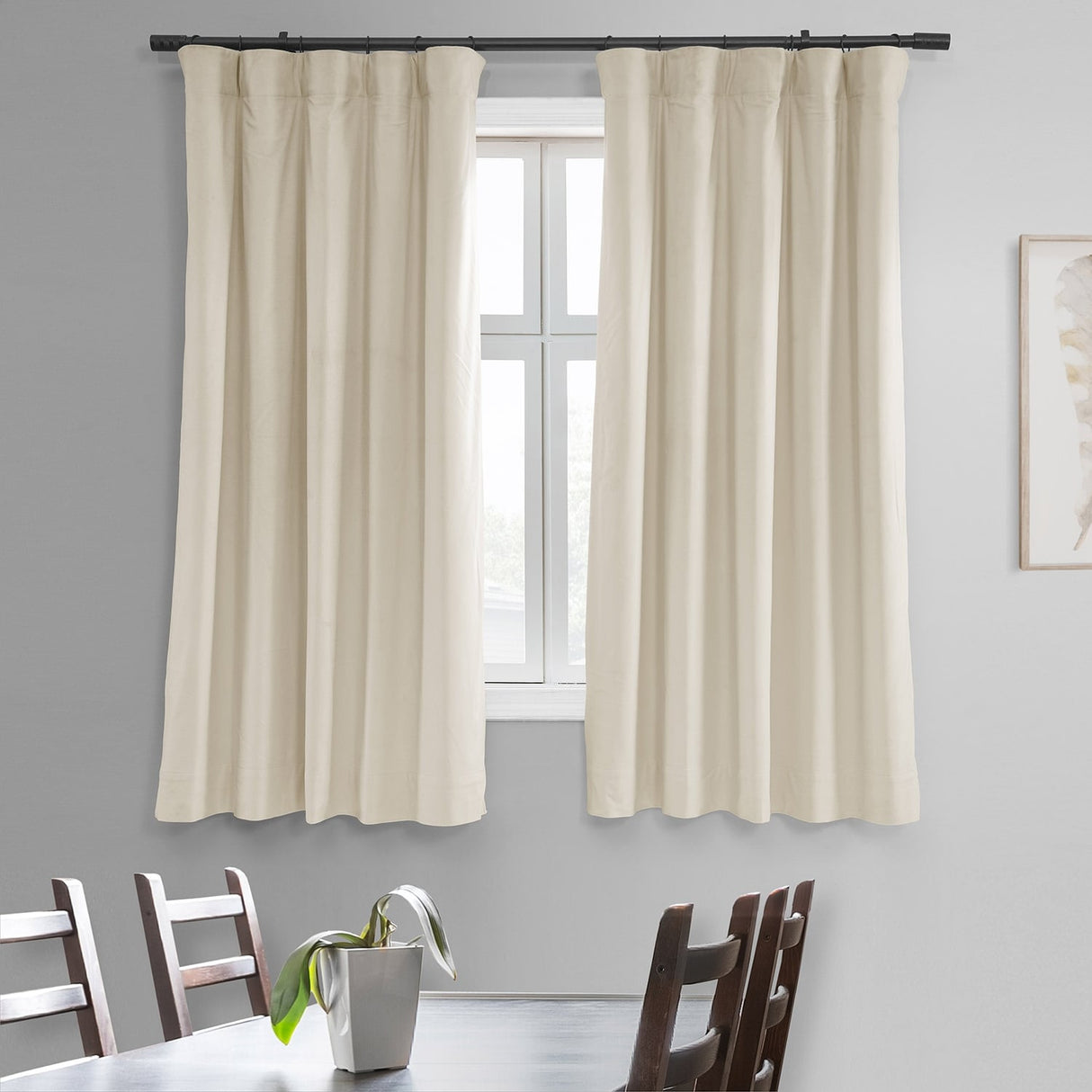 Exclusive Fabrics Signature Blackout Velvet Curtain 63 Inches Long (1 Panel) - 50 x 63