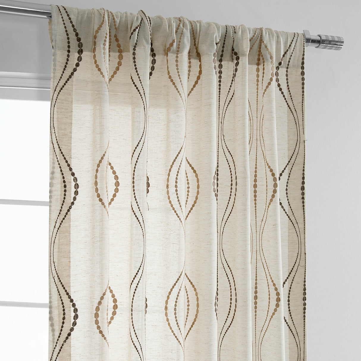 Exclusive Fabrics Suez Embroidered Faux Linen Sheer Curtain (1 Panel)