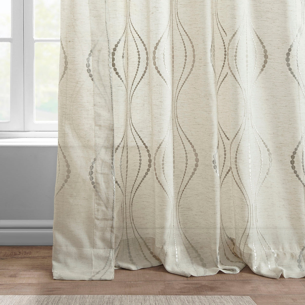 Exclusive Fabrics Suez Embroidered Faux Linen Sheer Curtain (1 Panel)
