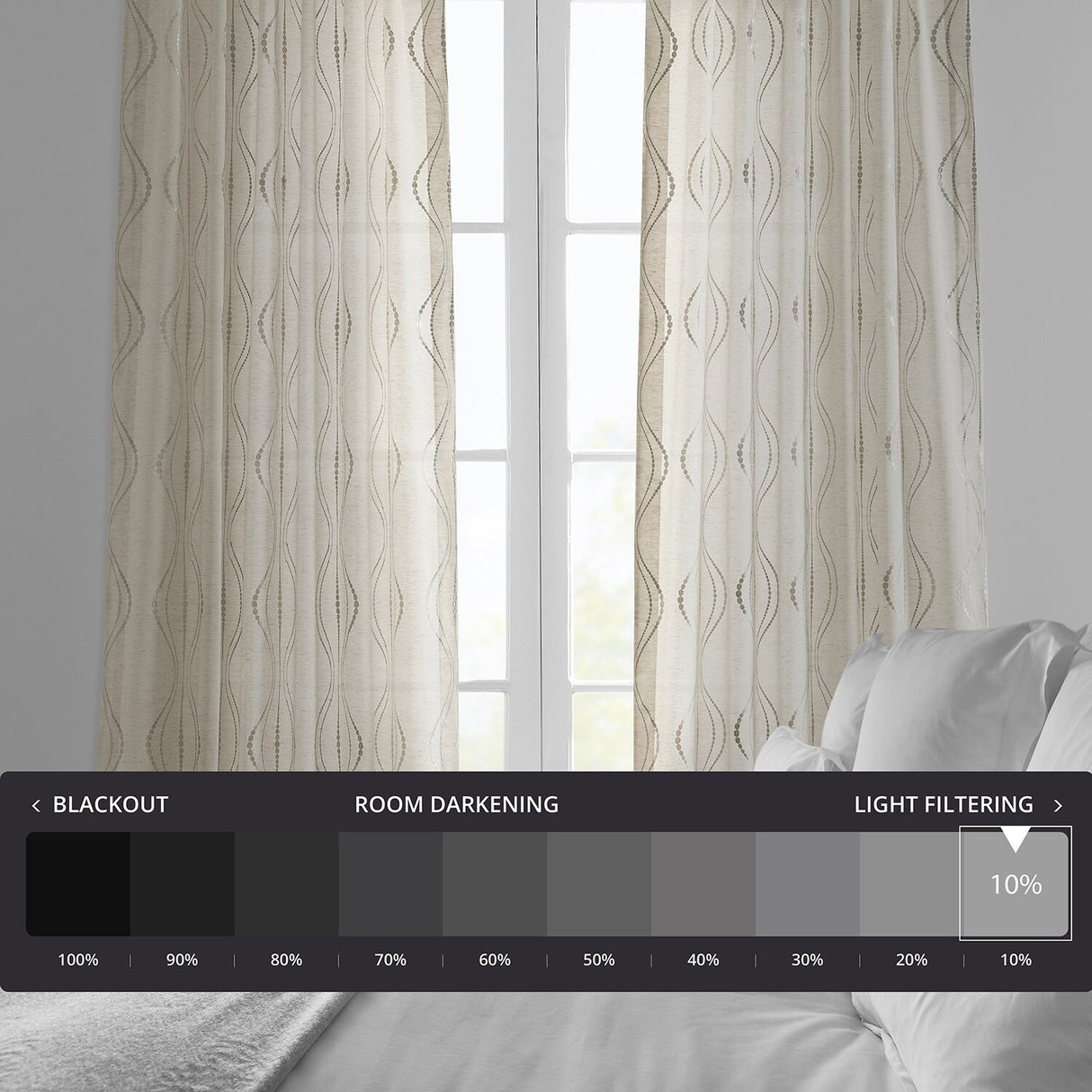 Exclusive Fabrics Suez Embroidered Faux Linen Sheer Curtain (1 Panel)