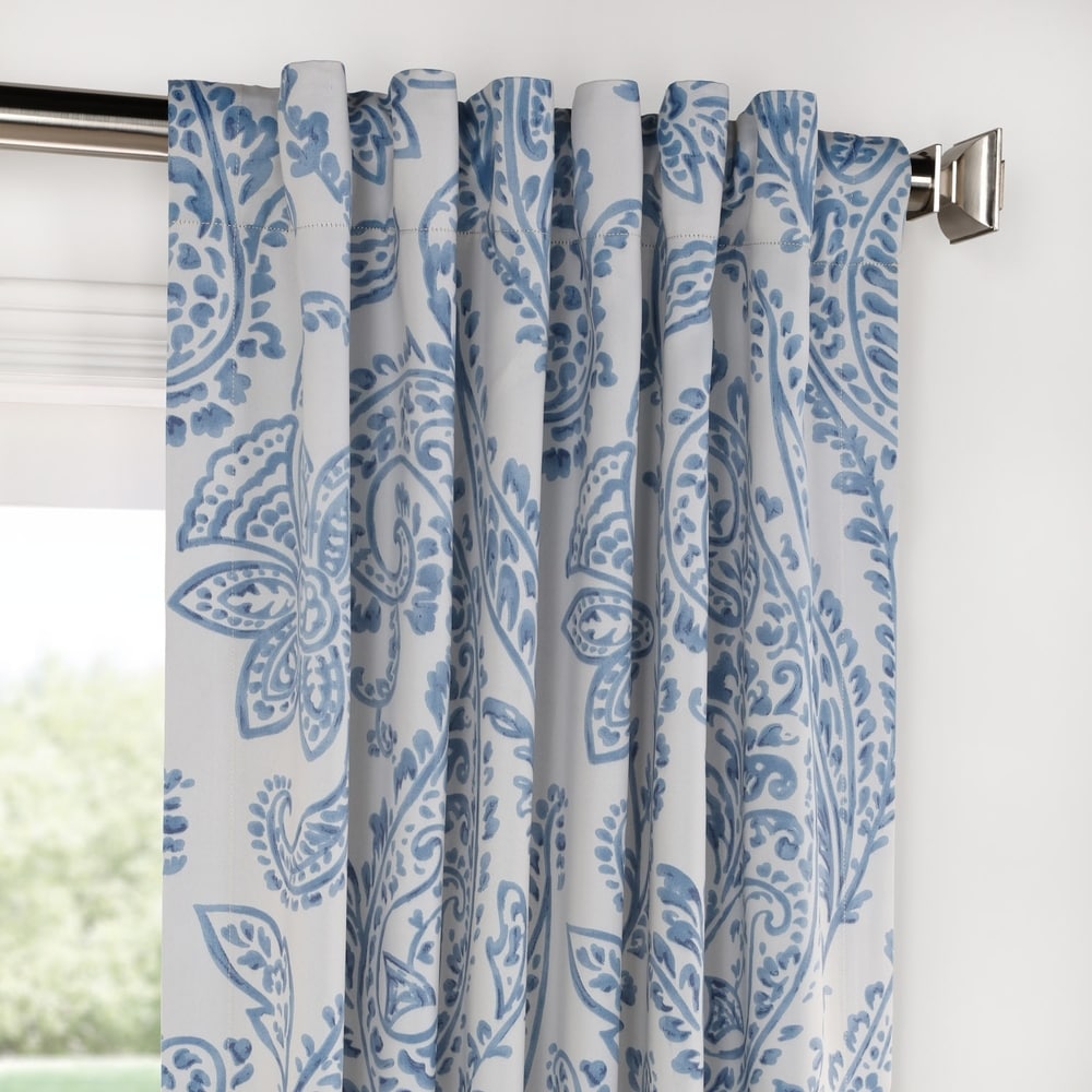 Exclusive Fabrics Tea Time China Blue 63 inches Room Darkening Curtain Panel Pair (2 Panels) - 50x63