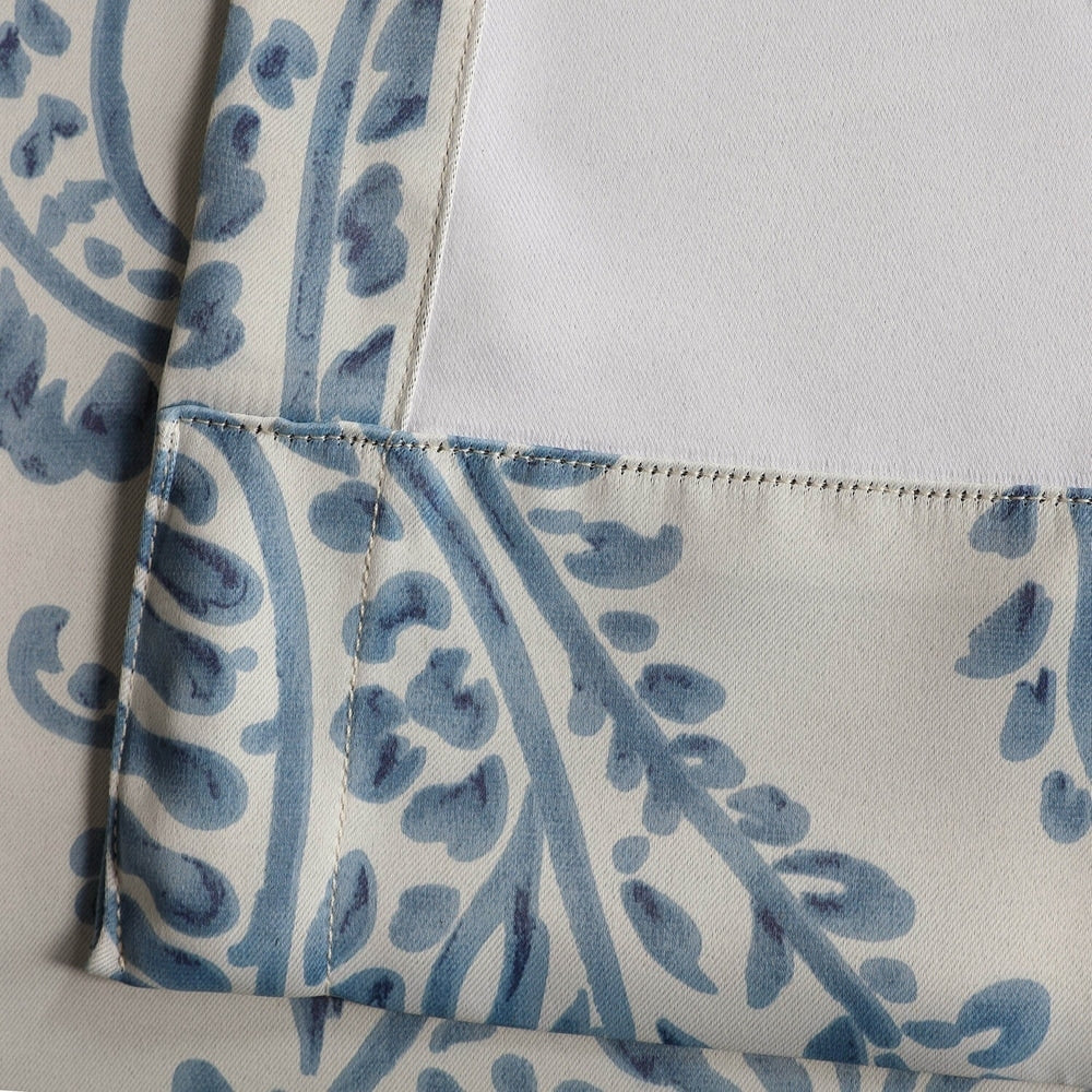 Exclusive Fabrics Tea Time China Blue 63 inches Room Darkening Curtain Panel Pair (2 Panels) - 50x63