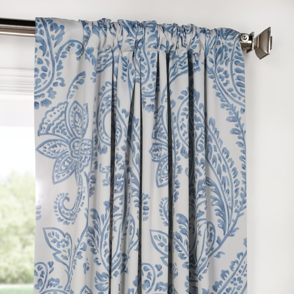 Exclusive Fabrics Tea Time China Blue 63 inches Room Darkening Curtain Panel Pair (2 Panels) - 50x63