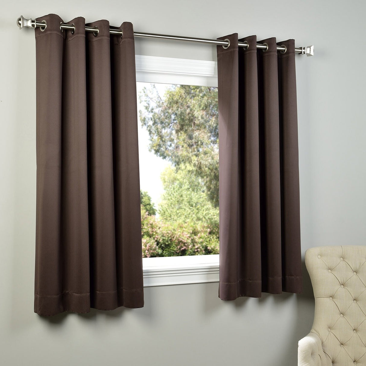 Exclusive Fabrics Room Darkening Grommet Curtain Panel Pair 63 Inches Long (2 Panels)