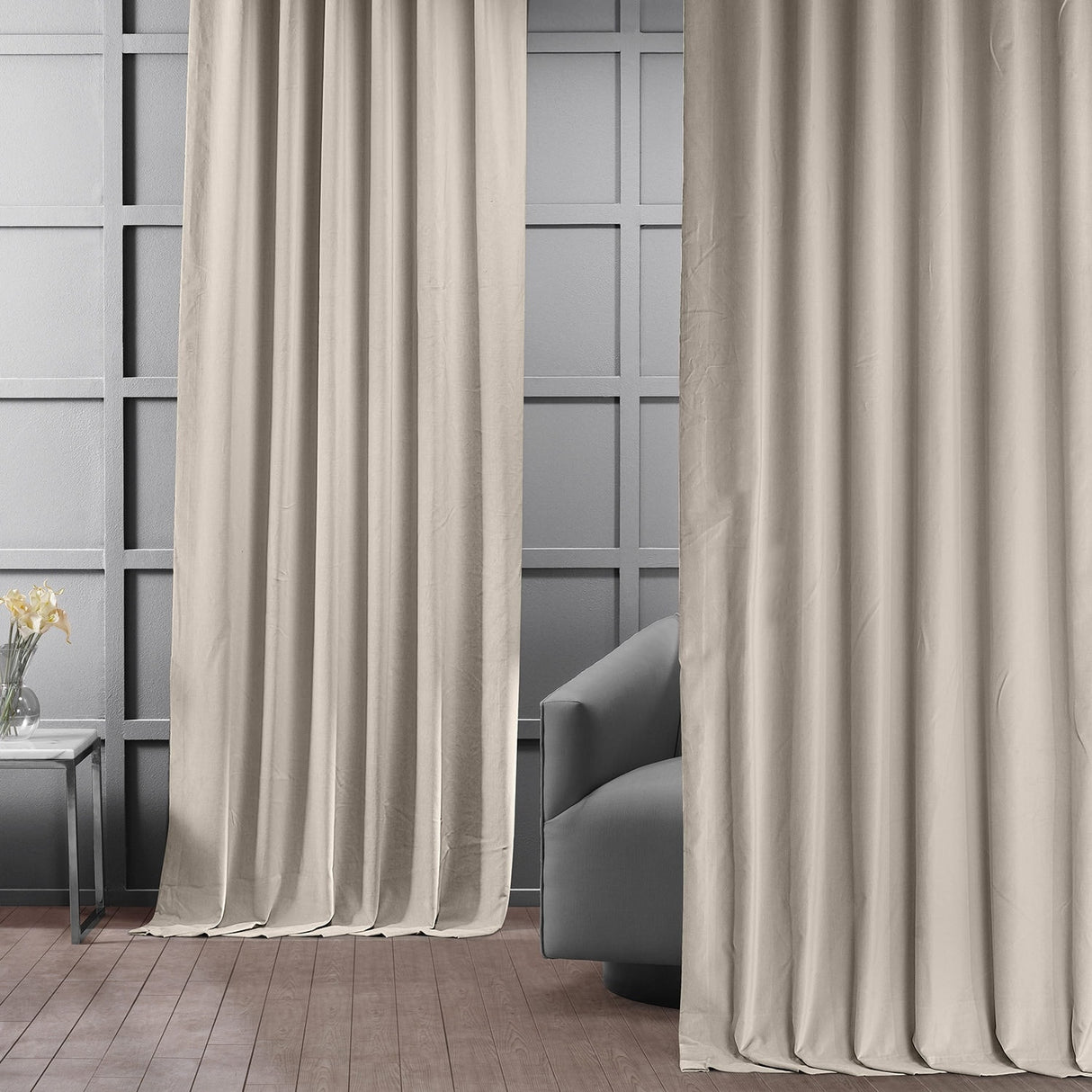 Exclusive Fabrics Vintage Cotton Velvet Room Darkening Curtains - Luxurious Drapery in Timeless Elegance (1 Panel)