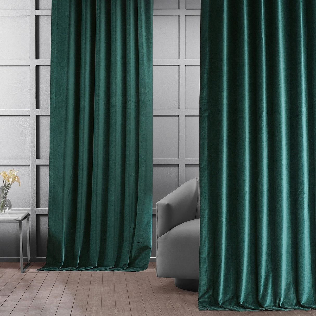 Exclusive Fabrics Vintage Cotton Velvet Room Darkening Curtains - Luxurious Drapery in Timeless Elegance (1 Panel)