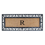 Non Slip Coir Low Profile Myla Monogrammed Entry Doormat, 17.7"x47.25"
