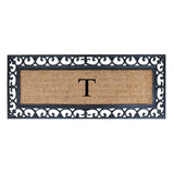 Non Slip Coir Low Profile Myla Monogrammed Entry Doormat, 17.7"x47.25"
