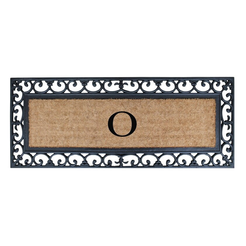 Non Slip Coir Low Profile Myla Monogrammed Entry Doormat, 17.7"x47.25"