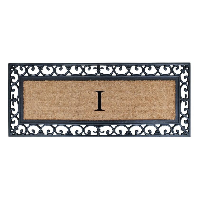 Non Slip Coir Low Profile Myla Monogrammed Entry Doormat, 17.7"x47.25"