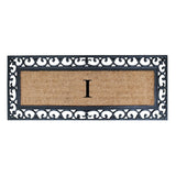 Non Slip Coir Low Profile Myla Monogrammed Entry Doormat, 17.7"x47.25"