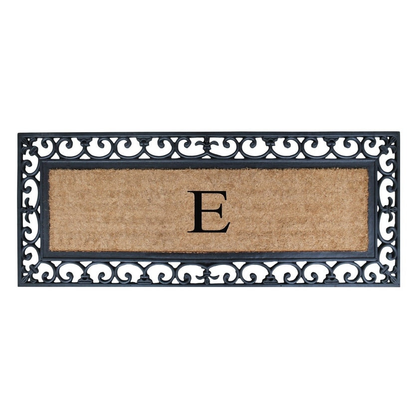 Non Slip Coir Low Profile Myla Monogrammed Entry Doormat, 17.7"x47.25"