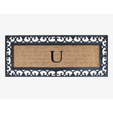 Non Slip Coir Low Profile Myla Monogrammed Entry Doormat, 17.7"x47.25"