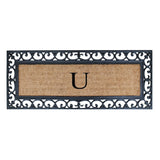 Non Slip Coir Low Profile Myla Monogrammed Entry Doormat, 17.7"x47.25"