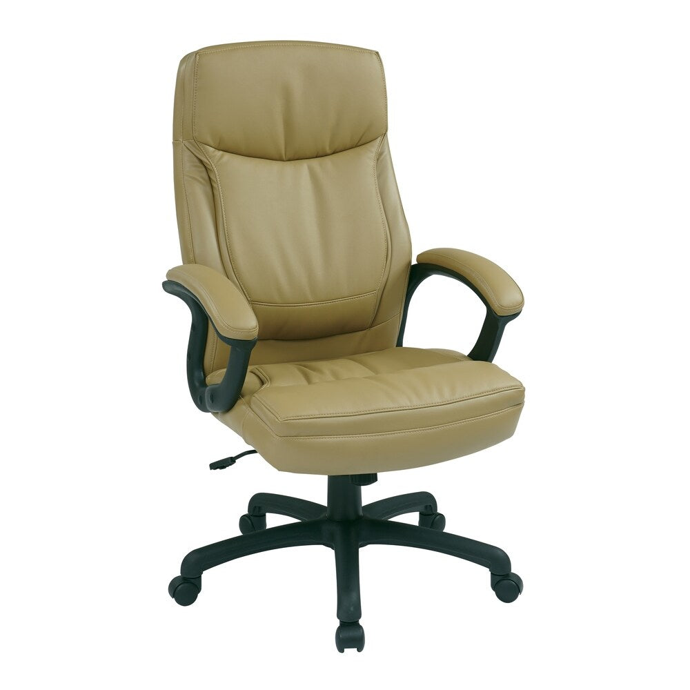 Work Smart Black Eco Leather High-back Contour Executive Chair