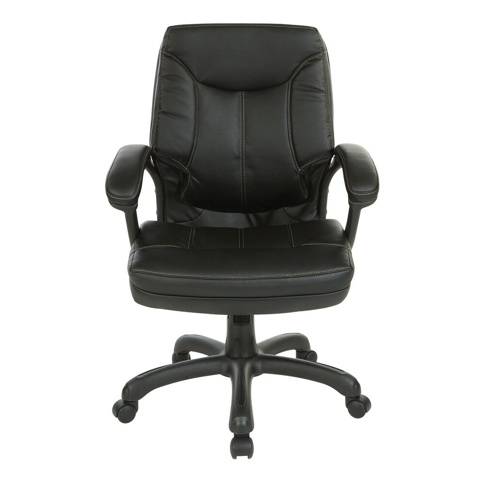 Executive Mid-Back Faux Leather Chair with Stitching