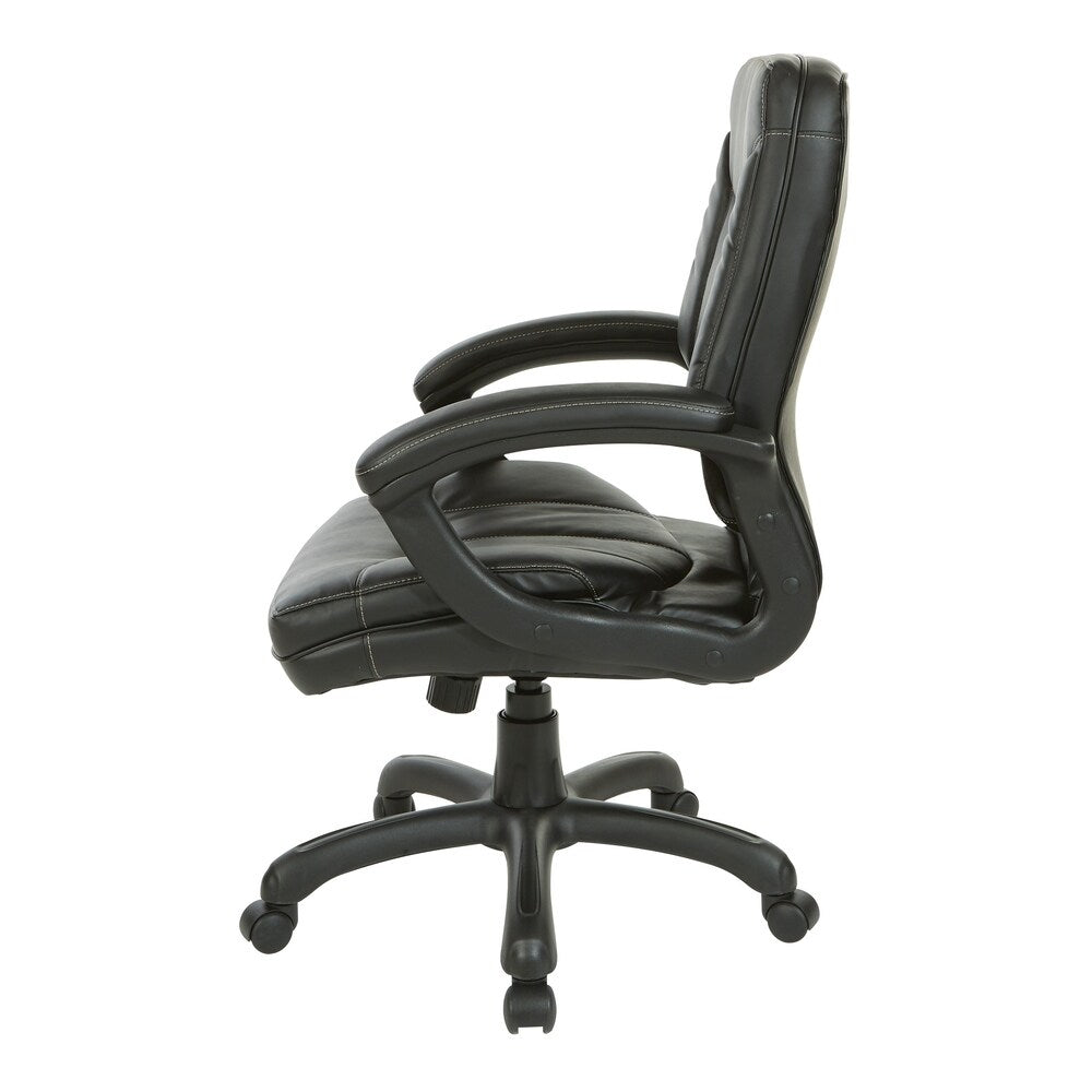 Executive Mid-Back Faux Leather Chair with Stitching