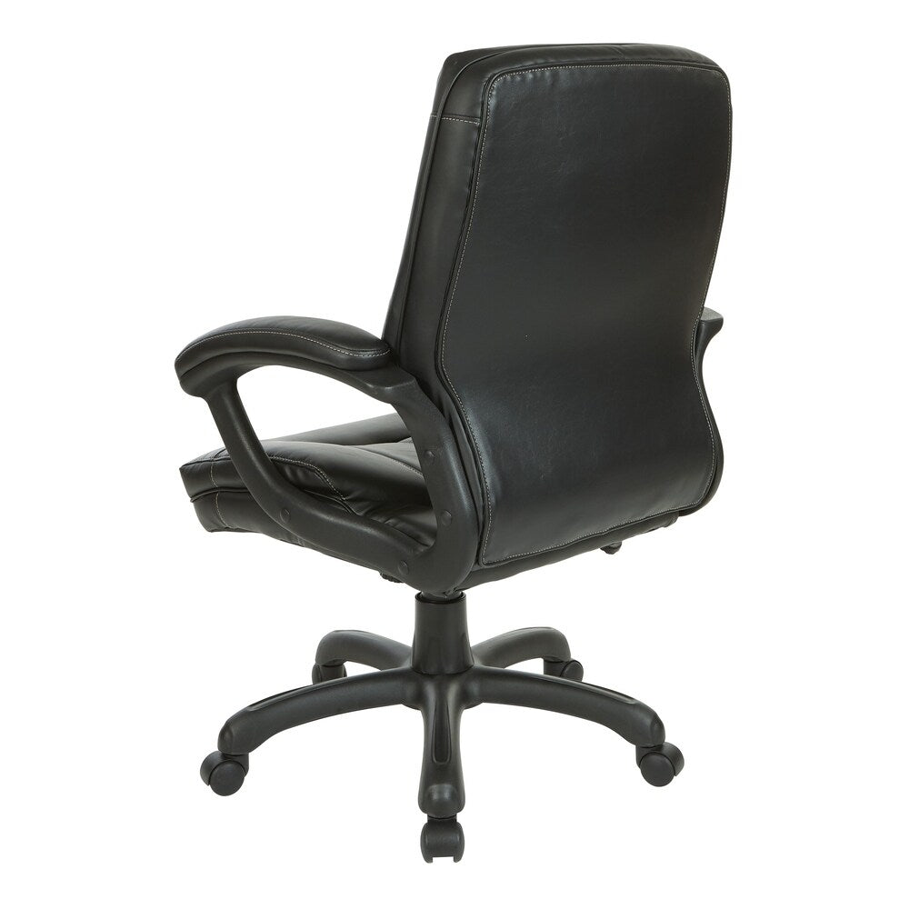 Executive Mid-Back Faux Leather Chair with Stitching