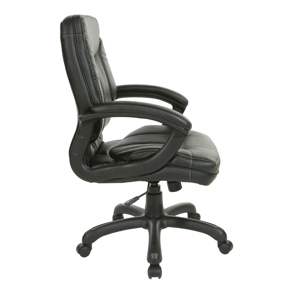 Executive Mid-Back Faux Leather Chair with Stitching