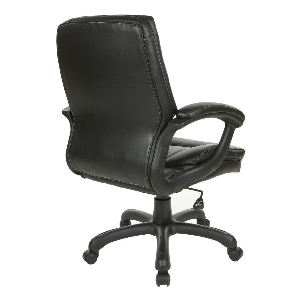 Executive Mid-Back Faux Leather Chair with Stitching