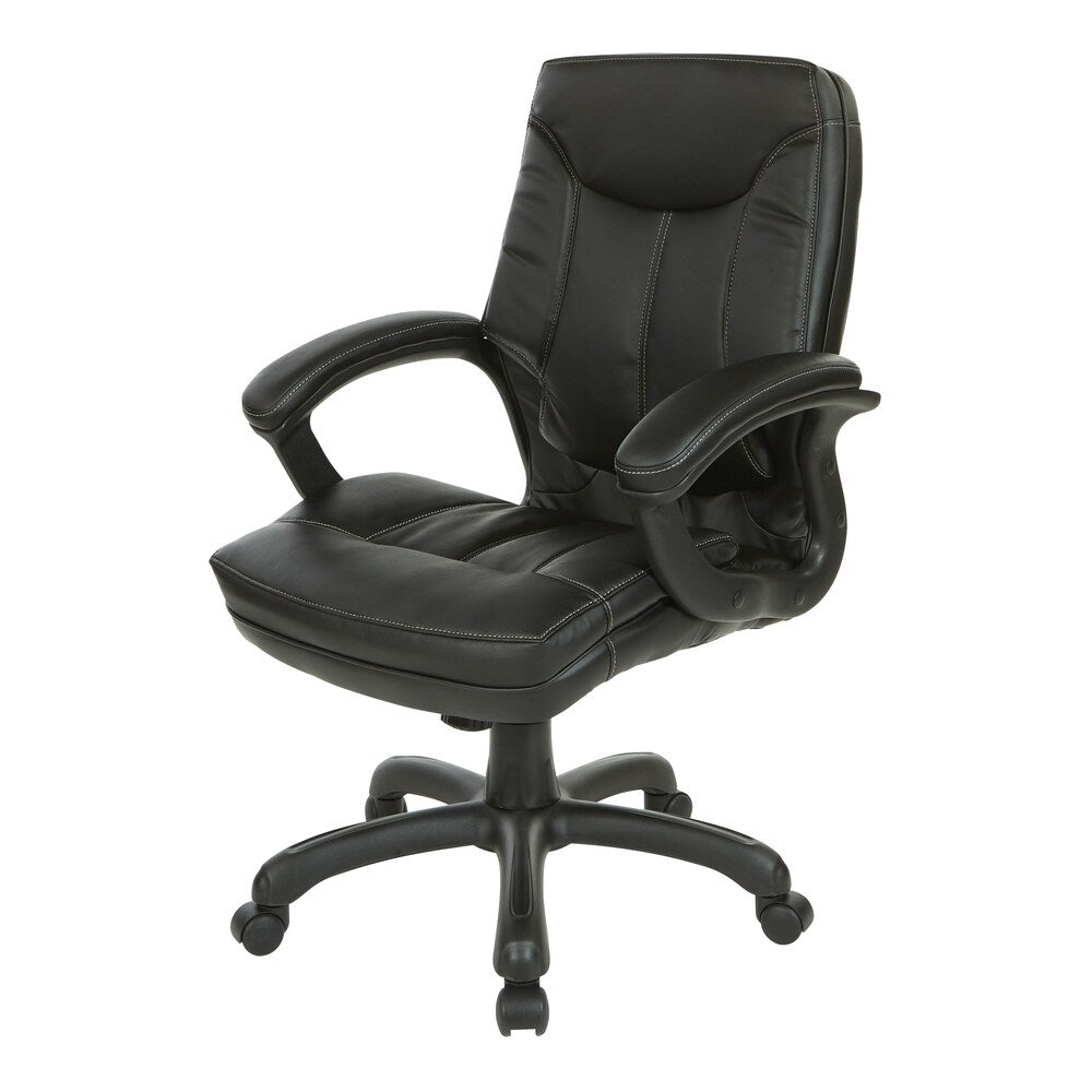 Executive Mid-Back Faux Leather Chair with Stitching