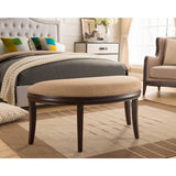Exeter Espresso Wood/Fabric Half-moon Bench